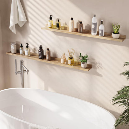 Floating Shelves for Wall, Picture Ledge Shelf 48 Inch Solid Wood Set of 2, Rustic Wall Shelves with Lip, Kids Bookshelf, Photo & Picture Live Edge Floating Shelves for Bedroom, Living Room, Kitchen