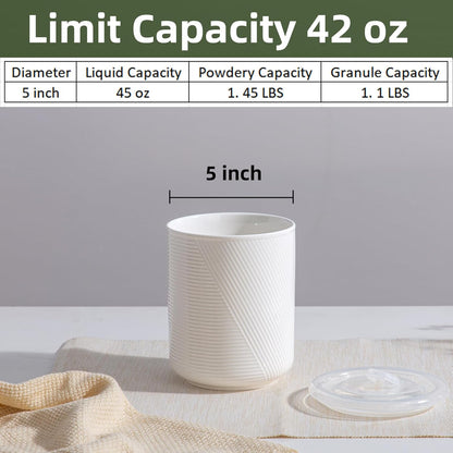 Food Storage Containers with Airtight Lids: Ceramic Canister Sets for Kitchen Countertop - Porcelain Jar for Coffee Tea Flour Sugar Rice Cookies Candy - White (42 oz)