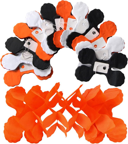 Black-White Orange halloween Party-Decorations Streamers-Garland - 12pcs 4-Leaf Clover Paper Streamer,Graduation Wedding Birthday Bachelorette Baby Bridal Shower Banners Decor Ouruola