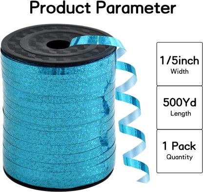 BEISHIDA 500 Yards Curling Ribbon for Balloon String Light Blue Teal Crimped Shiny Metallic Roll Gift Wrapping Ribbon for Party Festival Art Craft Decor Florist Flowers Decoration