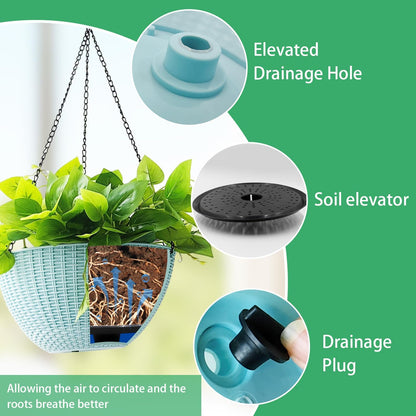 Hanging Planters for Indoor Plants 8/10 Inch, 4 Packs Plant Hanger Outdoor with Drainage Holes, Hanging Basket Flower Pot Perfect for Home, Office and Garden (Sky Blue)