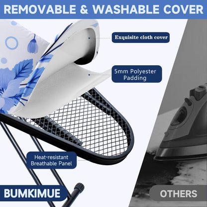 Ironing Board, Compact and Space Saver Ironing Board, Extra Wide Ironing Area with Extra Thick Heavy Duty Padded Cover, Stable Structure, Easy to Fold,Height Adjustable