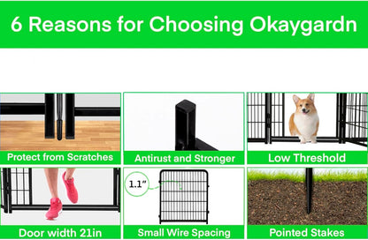 Tall Garden Fence Animal Barrier, 48 in(H) Fencing for Garden Beds, 4 Panels Total 8.9 Ft(L),Temporary Fence for Dogs Outdoor, 21 in Wide Low Threshold Gate, Garden Fence Border,Rabbit Fence