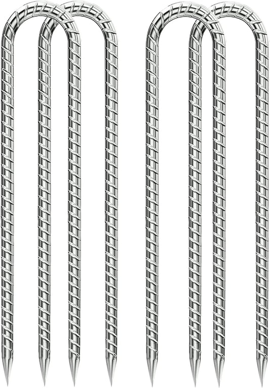 Rebar-Stakes-12-Inch, Ground Stakes Heavy Duty U-Hook Galvanized Anti-Rust Ground Anchors for