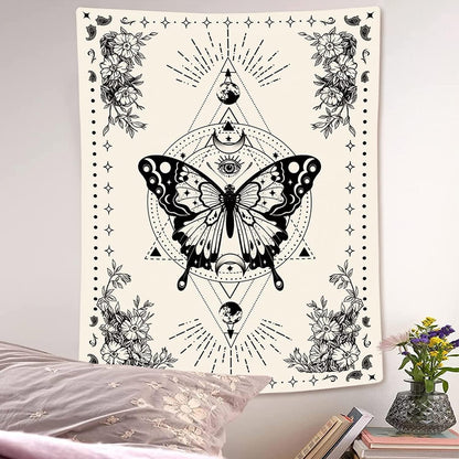 Lunerfex Boho Butterfly Tapestry Small Tapestry Tarot Tapestries Moon Phase Aesthetic Tapestries Wall Hanging for Bedroom and Living Room Decor Butterfly 70×90 Inches