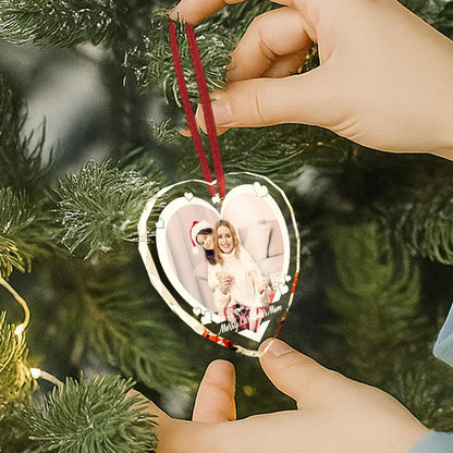 Custom Crystal Christmas Ornament with Photo, 2025 Personalized Keepsake Engraved Wedding Gift for Couples & First Christmas Memory