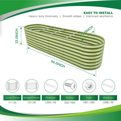 Gardmax Galvanized Raised Garden Bed, Lightweight Planter Boxes Outdoor with Easy Assembly, Large Garden Bed for Vegetables, Fruits, Flower Light Green 8x2x1.8FT