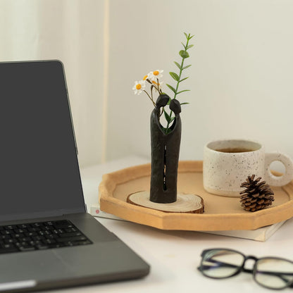 Sziqiqi 6th Anniversary Wedding Gift: Iron Gifts for 6th Anniversary for Couple - Romantic Couple Statue Metal Love Sculpture Black Abstract Figurines for Home Decor Women Her Wife Girlfriend Him Men