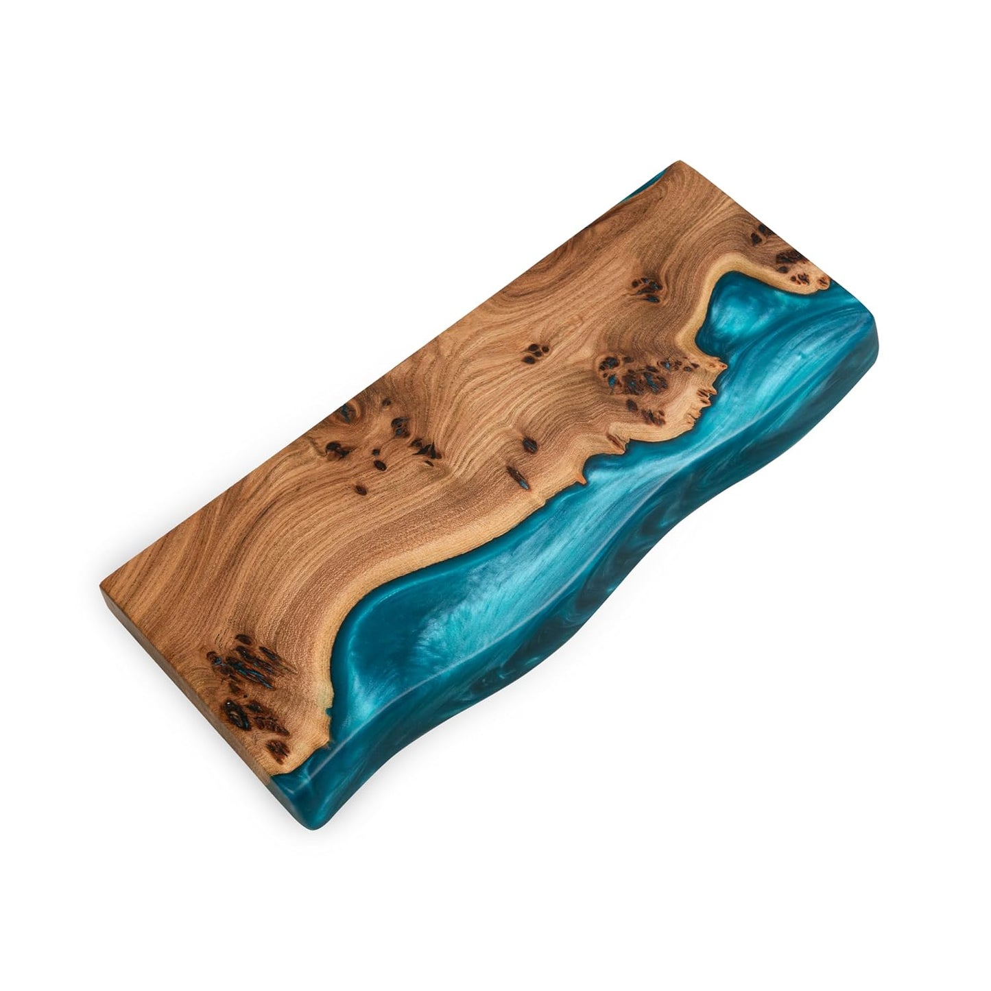 RWA Unique Live Edge Floating Shelf for Wall - Stylish Hanging Shelves for Room Wall Bedroom Bathroom Office Decor, Epoxy and Wood Wall Shelf Plank - Elegant Wall Mounted Shelves (sky blue, 24x7")