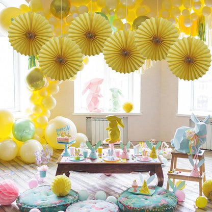 Yellow Birthday Decorations,DIY Yellow Paper Fans Hanging Decoration ,Party Supplies Party Fans 16in, Wedding Graduation Events Accessories 30 Color DIY Set （Yellow）