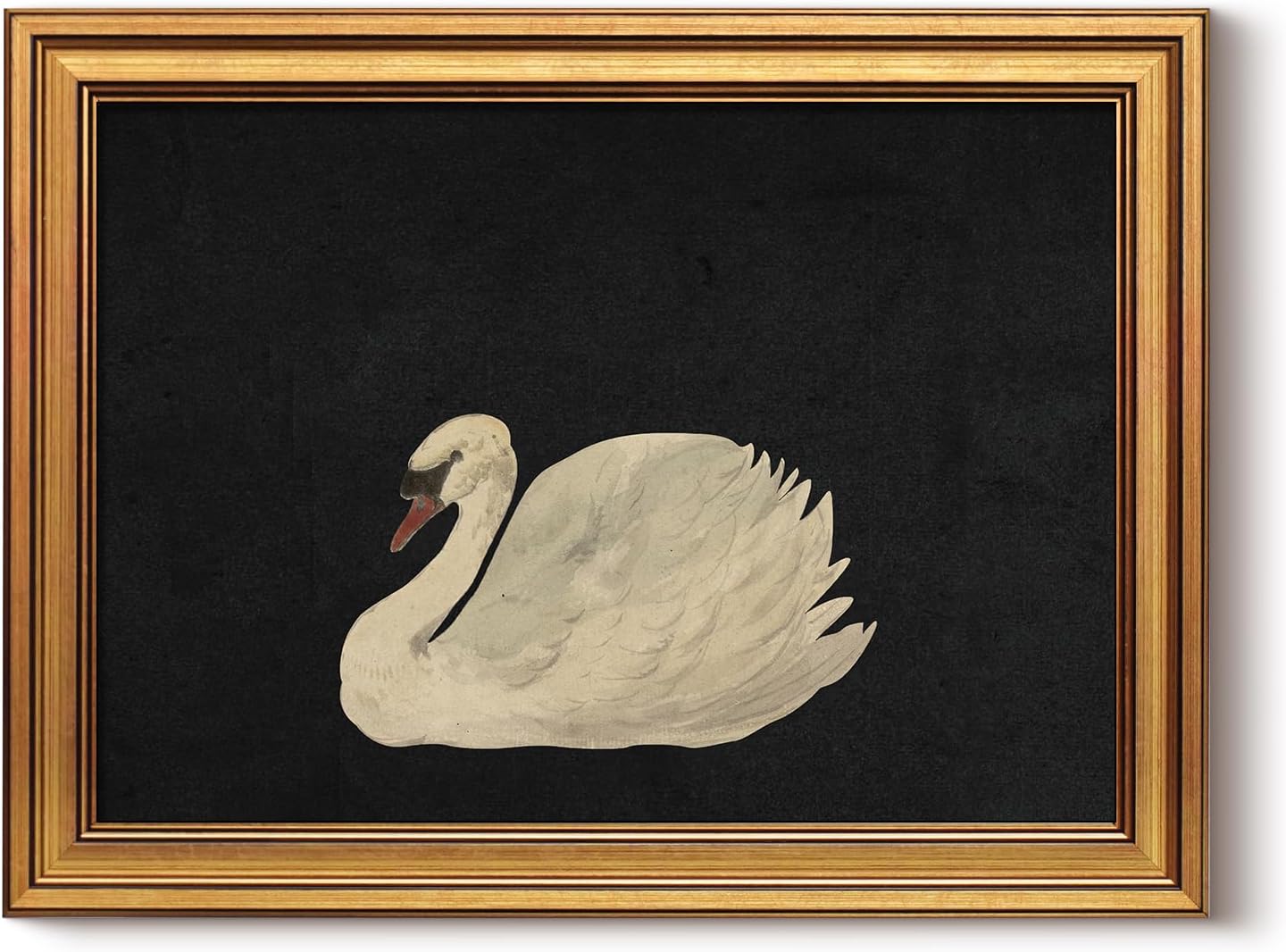 HUARCEY Gold Framed Vintage Wall Art for Living Room, Grace Swan Art Painting Pictures Rustic Animal Bathroom Prints Farmhouse Wall Decor Canvas Swan Shelf Decor for Kitchen Bedroom (Zwaan 12"x16")
