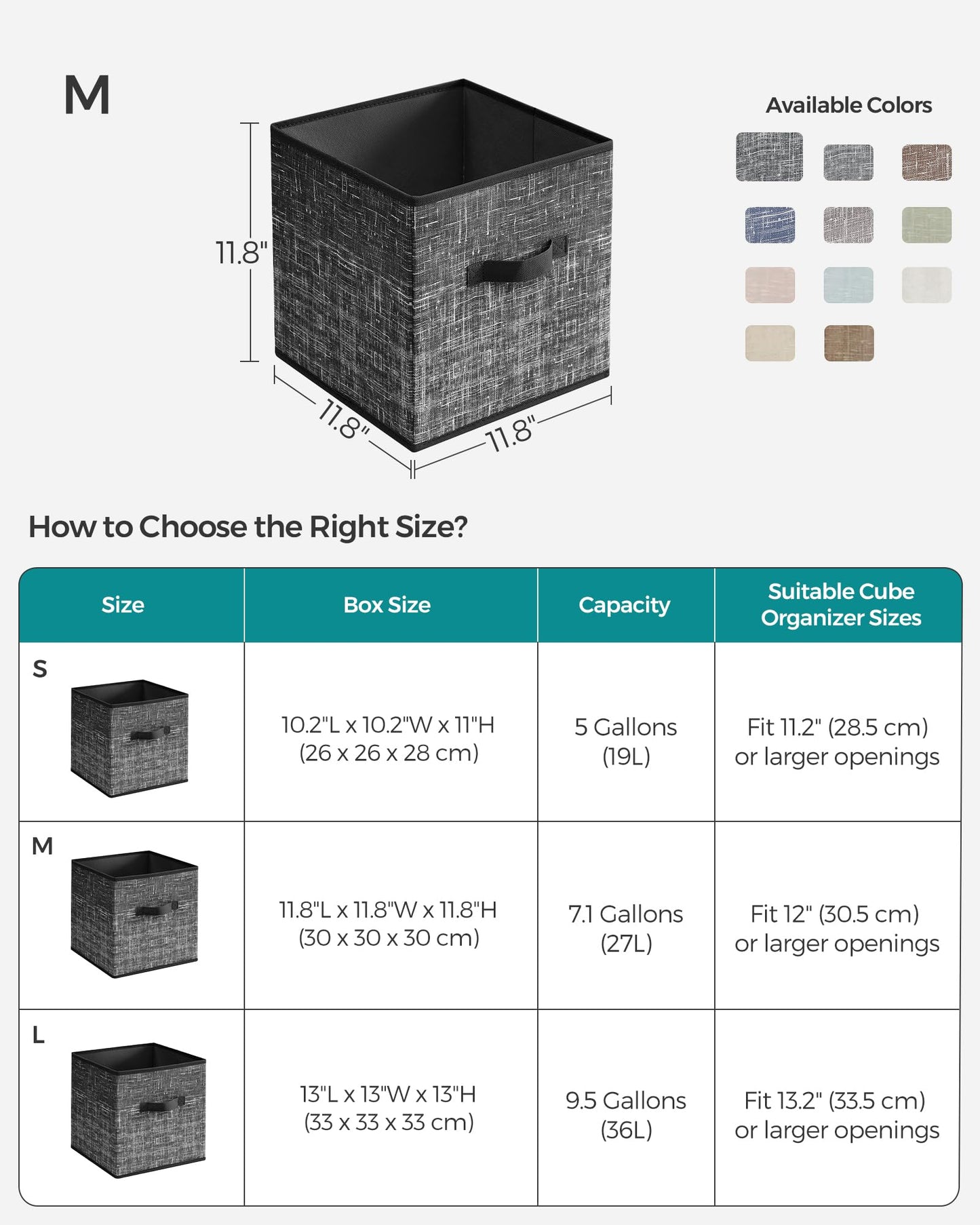 SONGMICS Storage Cubes, Set of 6, 11.8-Inch Foldable Closet Organizers