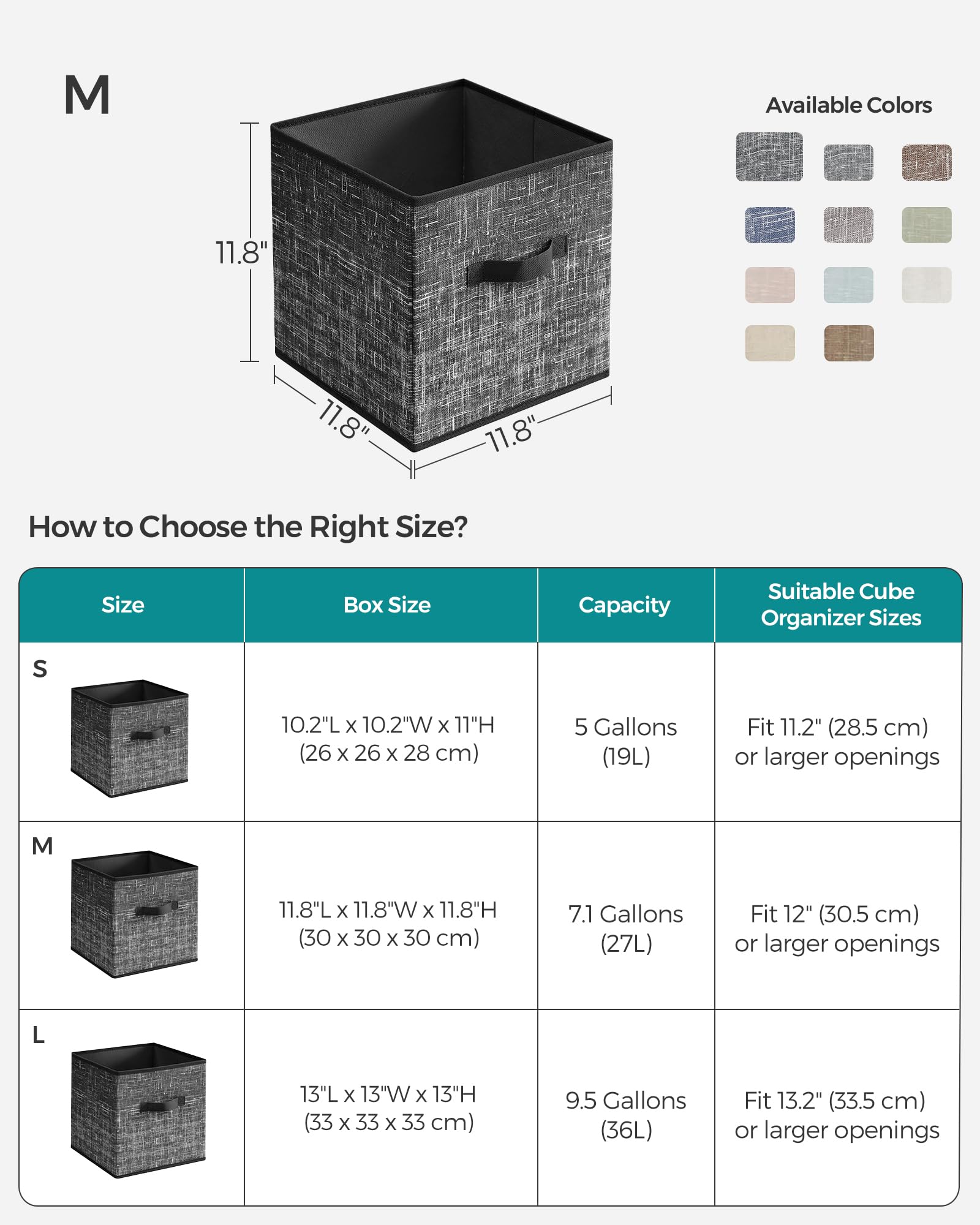 SONGMICS Storage Cubes, Set of 6, 11.8-Inch Foldable Closet Organizers