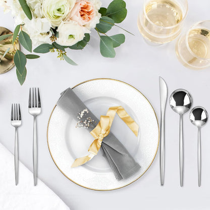 Silverware Set, KassKa 40 Pieces Flatware Cutlery Set, Stainless Steel Utensils Set Spoon Fork Knives Set for Home Restaurant and Kitchen, Mirror Polished Finished, Service for 8