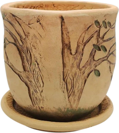 Ceramic Pot with Drainage Hole and Saucer, Plant Pots, Modern Decorative Planters for House Plants Indoor Flowers Plants, Cute Flower Pot - Gifts (Hedgehog (3 L))