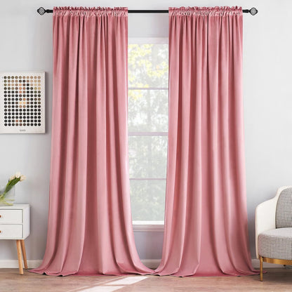MIULEE Blush Pink Velvet Curtains Thermal Insulated Blackout Curtain Drapes for Bedroom Living Room Darkening 108 Inches Long Curtains Panels Rod Pocket Set of 2