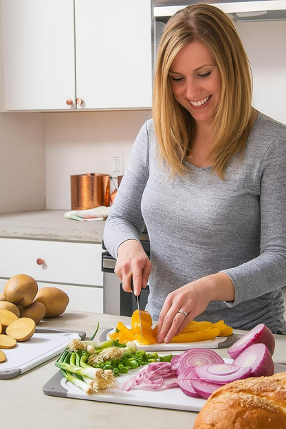 Cutting Boards for Kitchen - BPA-Free Chopping Board - Different Sizes & Non Slip Handles - Reversible, Large Cutting Board Set - Unique Gifts for Cooks Who Have Everything - 3-Pack Gray