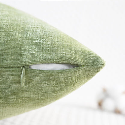 CaliTime Throw Pillow Covers Decorative 12 X 20 Inches Pack of 2 Cozy Chenille Cushion Cases for Couch Sofa Bed Living Room Home Sage Green