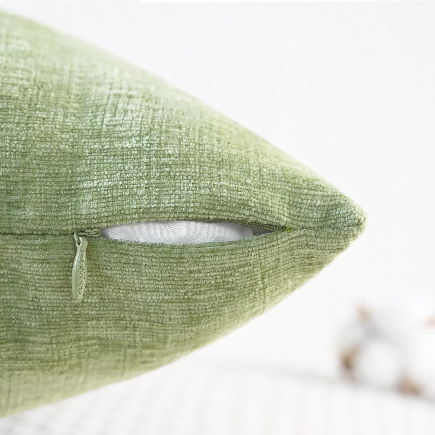 CaliTime Throw Pillow Covers Decorative 18 X 18 Inches Pack of 4 Cozy Chenille Cushion Cases for Couch Sofa Bed Living Room Home Sage Green