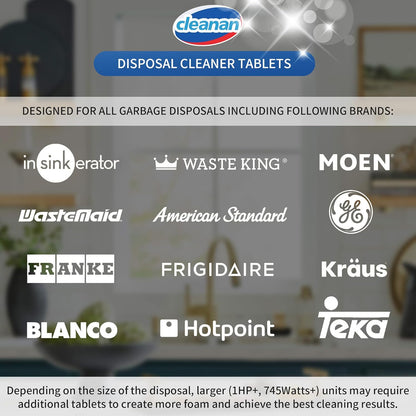 Foaming Garbage Disposal Cleaner and Deodorizer Tablets-24 Pack Food Disposal Cleaner, Quickly Eliminates Odors, XL Powerful Foaming Action, Refreshing Lemon Scent, Natural Ingredients, 1 Year Supply