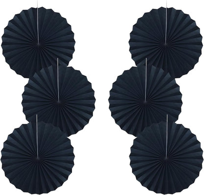 Black Party Decorations,Halloween Decor Events Accessories,Black Birthday Decorations,Anniversary Decorations for Party,Birthday Decorations for Men 16in Hanging Paper Fans 30 Color DIY Set(Black)