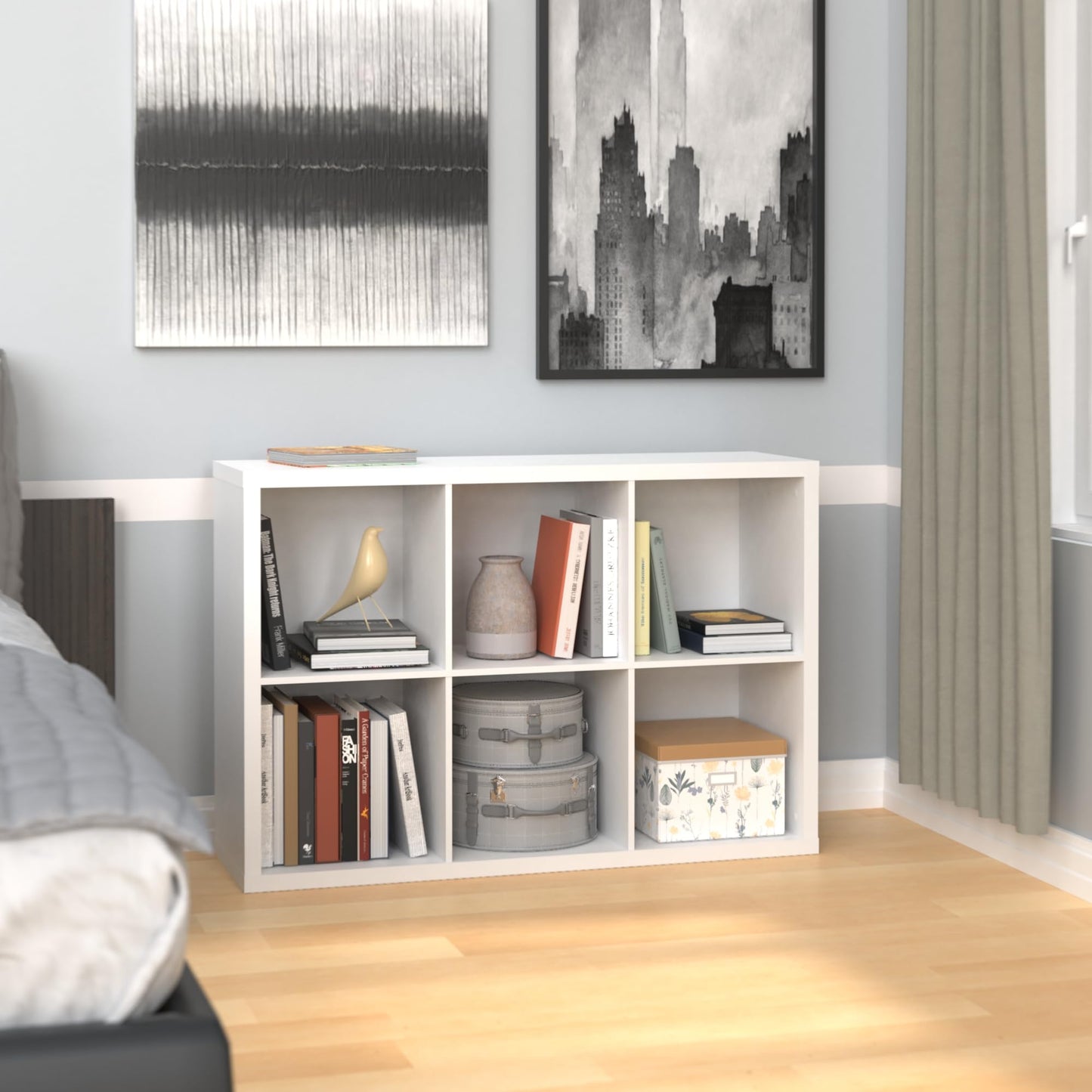 ClosetMaid 6 Cube Storage Shelf Organizer Bookshelf with Back Panel, Easy Assembly, Wood, White