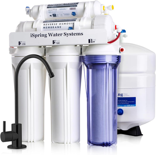 iSpring RCC7-BLK, NSF/ANSI 58 Certified, 5-Stage Reverse Osmosis System, RO Water Filter System