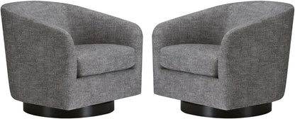 CHITA Swivel Accent Chair, FSC Certified Upholstered Fabric Barrel Chair for Living Room Set of 2, Fully Assembled, Pebble Grey