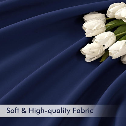MIULEE Navy Blue Back Tab Blackout Curtains 63 Inch Length 2 Panels Set for Living Room Bedroom Privacy, Rod Pocket/Pinch Pleat Thermal Insulated Room Darkening Pleated Light Blocking Drapes