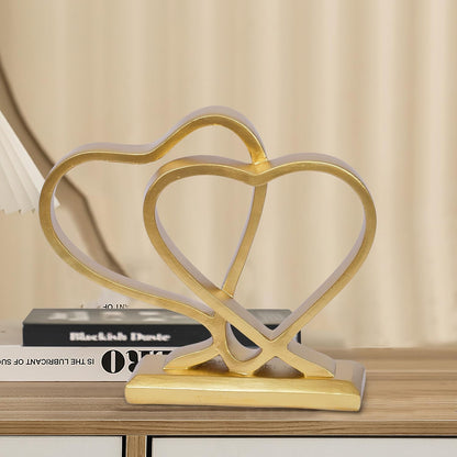 Gold Heart Sculpture for Living Room Decor Heart Decoration Gift for Her and Him Love Wedding Anniversary Couples Gift Modern Heart Statue for Home Coffee Table Dining Table Centerpiece Birthday Gift
