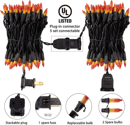 Minetom 100-count 25Ft.Yellow & Orange Candy Corn Incandescent Mini Halloween String Lights for Outdoor & Indoor Halloween Decoration, Waterproof & Connectable