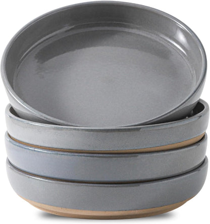 Pasta Bowls 26 OZ,Ceramic Salad Serving Bowls Set of 4,Large 8.2 inch Shallow Bowls Plates for Soup,Fruit,Noodle,Dinner,Dishwasher & Microwave Safe,Gray