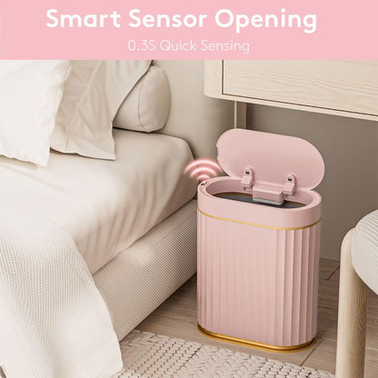 ELPHECO Sensor Trash Can 2 Gallon Waterproof Motion Sensor Trash Can, Automatic Bathroom Trash Bin, Slim Garbage Can for Dorm Room(Pink, 2 Gallon)