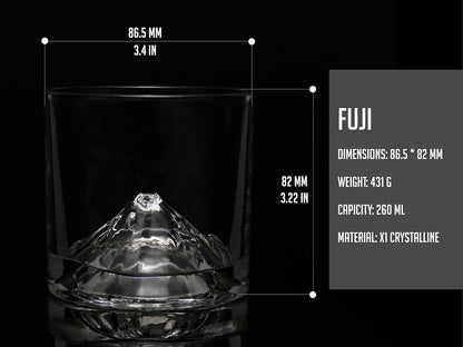 Mount Fuji Heavy Crystal Whiskey Glasses Gift Set of 2, Thick Freezable Bourbon Glass 1lb Each, Premium Whiskey Gifts for Men, Frozen Crystal Chills Cocktails, 10 oz