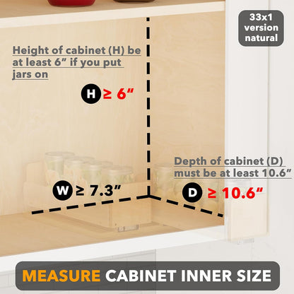 SpaceAid Bamboo Pull Out Spice Rack Organizer for Cabinet, Heavy Duty Slide Out Seasoning Kitchen Pantry Sliding Vertical Organization, 7.3" Wide, 2 Drawers(3" Wide), 1-Tier, Natural