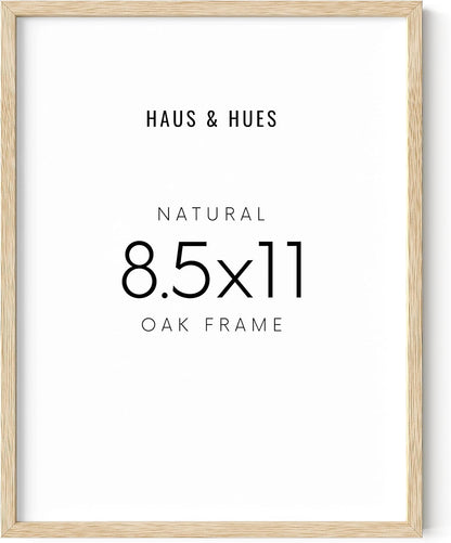HAUS AND HUES Beige Oak Wood 8.5x11 Picture Frame - Modern Wood Wall Art Display - Lightweight 12x16 Frame for Certificates, Art Prints, Photos, Posters - Ready-to-Hang Vertically & Horizontally