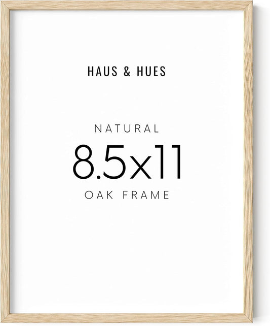 HAUS AND HUES Beige Oak Wood 8.5x11 Picture Frame - Modern Wood Wall Art Display - Lightweight 12x16 Frame for Certificates, Art Prints, Photos, Posters - Ready-to-Hang Vertically & Horizontally