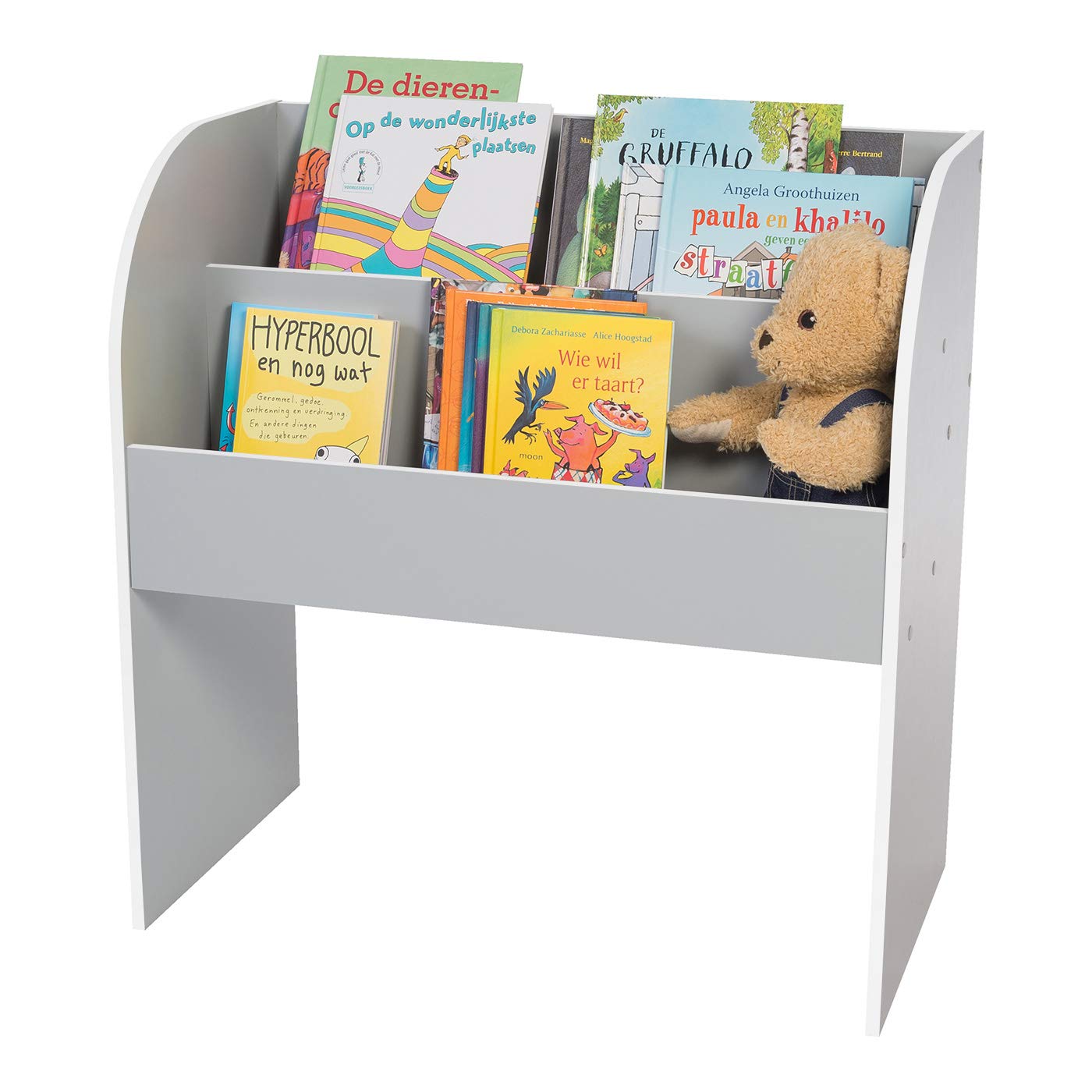 IRIS USA 2-Tier Wooden Bookshelf with Deep Compartments, Gray