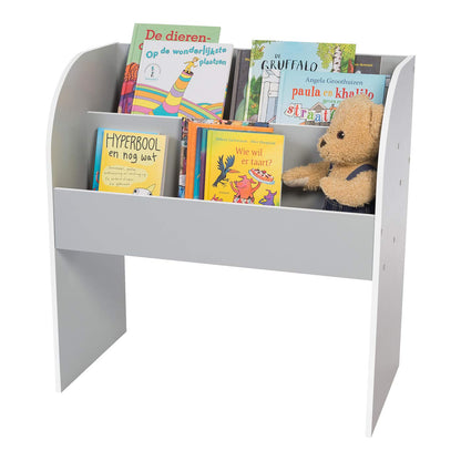 IRIS USA 2-Tier Wooden Bookshelf with Deep Compartments, Gray