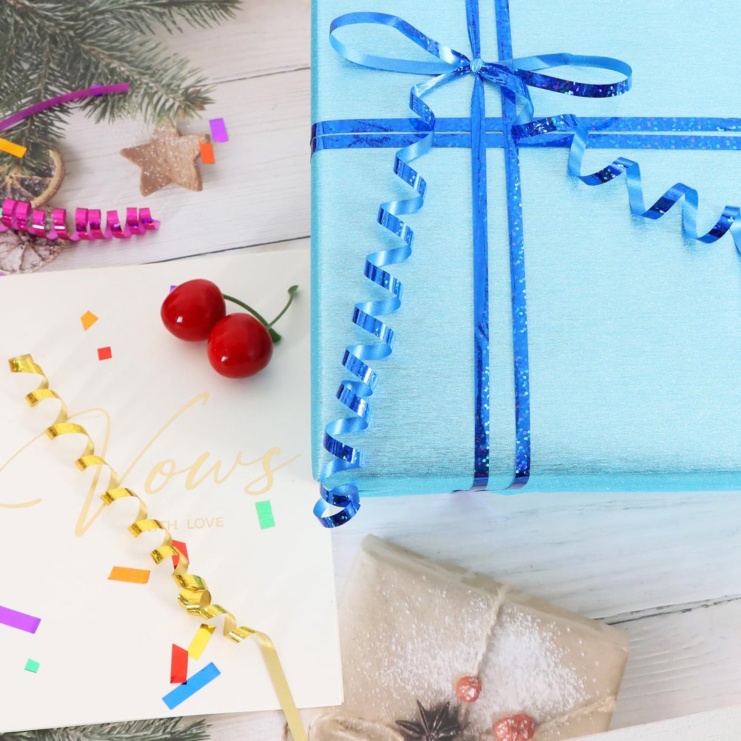 BEISHIDA 500 Yards Blue Crimped Curling Ribbon Balloon String, Shiny Metallic Ribbon Roll for Gift Wrapping for Birthday Party Festival Art Craft Decor Florist Flowers Decoration