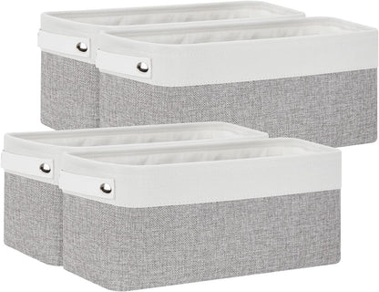 Bidtakay Small Bins for Organization Fabric Baskets for Toilet Paper Storage [4-Pack] Collapsible Narrow Baskets for Towels Socks Organizer Decorative Bins for Nursery Closet Cabinet -15x6x5.5In