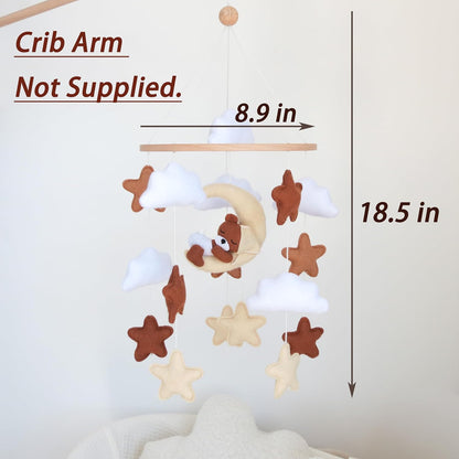 Bear Baby Mobile for Crib Neutral Crib Mobile for Girls Boys Boho Nursery Baby Mobile for Bassinet with Sleeping Bear