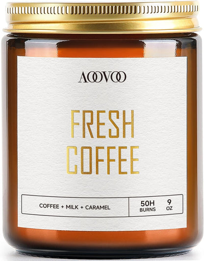 AOOVOO Fresh Coffee Candles - 9 oz Scented Candles, Aromatherapy Candle, Soy Candle for Home Scented