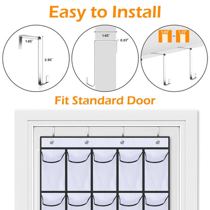 35 Large Pockets Over The Door Shoe Organizer, Hanging Shoe Organizer for Closet, Premium Clear