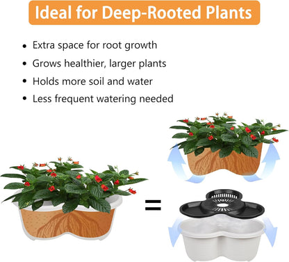 VECELO 5 Tier Vertical Garden Planter, Self Watering Stackable Planters with Wheels for Strawberries, Herbs, Flowers, Vegetables, Gray