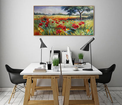 Green Tree Wall Art - Large Canvas for Living Room & Bedroom - Framed 24x48