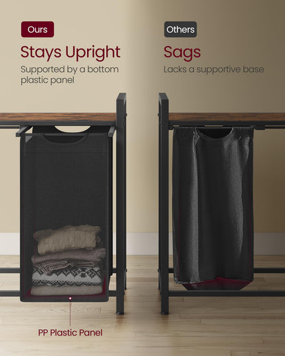 VASAGLE Laundry Hamper, Laundry Basket, Laundry Sorter with 2 Pull-Out and Removable Bags, Shelf