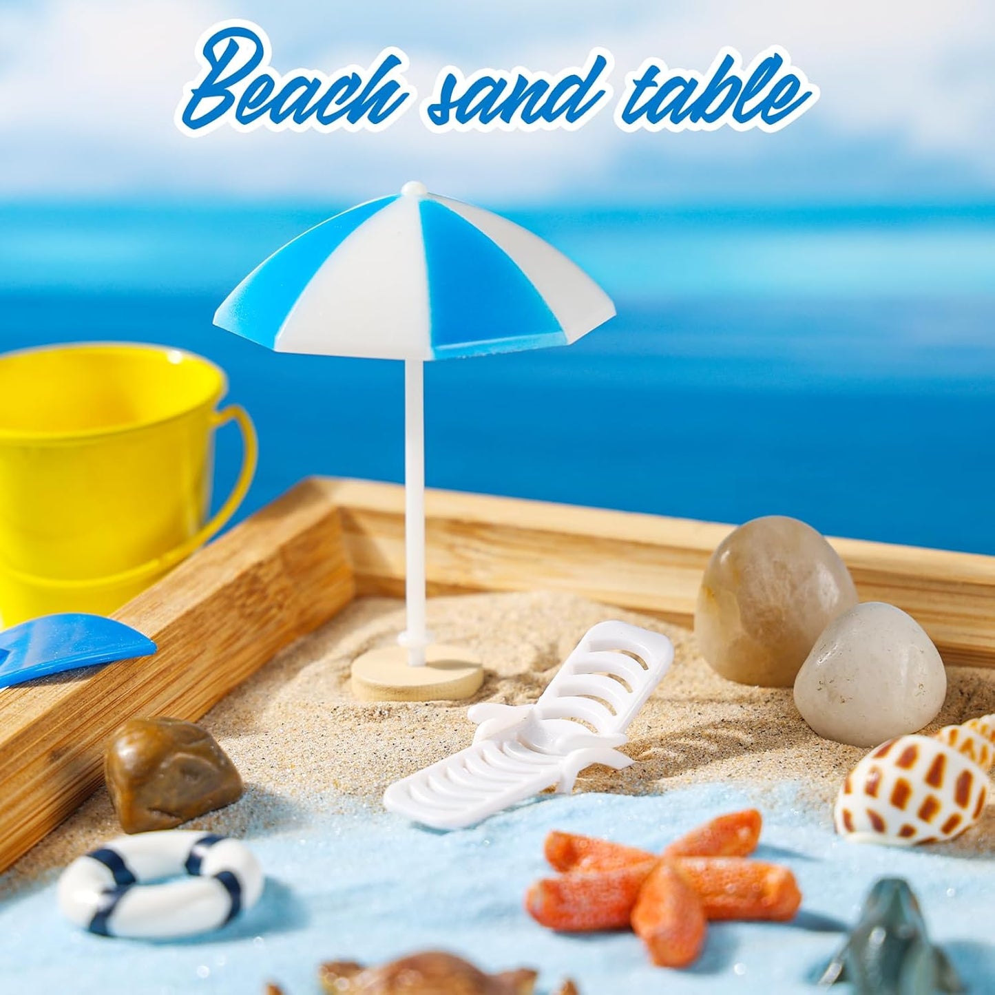 Zen Garden Kit for Desk - Premium Beautiful Japanese Mini Beach Zen Sand Garden Box Decor Set for Home, Office with Bamboo Tray, Sand, Tools, Shark, Ship - Desktop Meditation, Accessories Zen Gifts