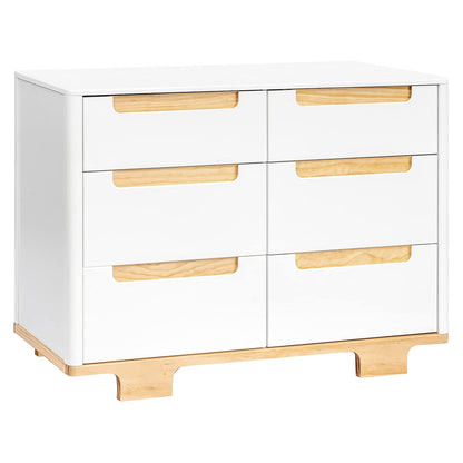 babyletto Yuzu 6-Drawer Dresser in White and Natural, Greenguard Gold Certified