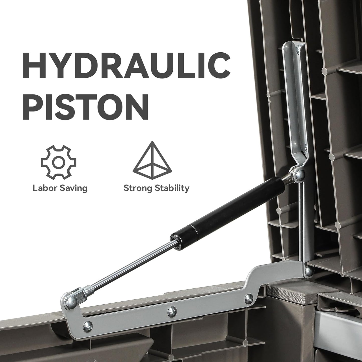 YITAHOME 120 Gallon Outdoor Storage Deck Box with Cushion, Large Resin Patio Storage for Outdoor Pillows, Garden Tools and Pool-Supplies, Waterproof, Lockable (Taupe)